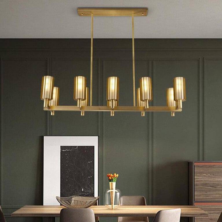 Lustre design LED en métal avec plusieurs abat-jours dorés Luxury - vue 3 sur 8