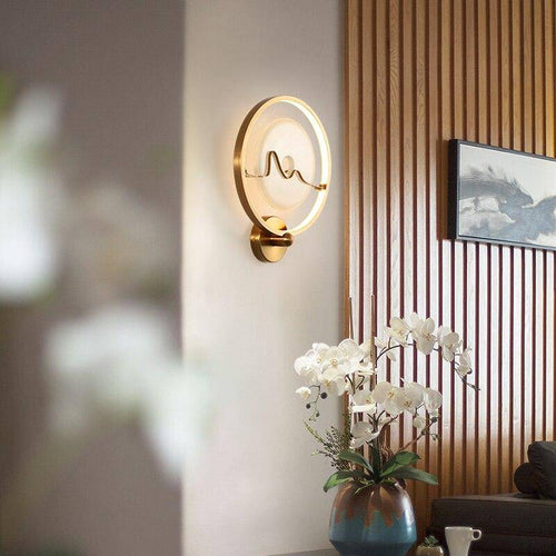 Applique murale design LED en marbre avec cercle doré Luxury - vue 3 sur 4