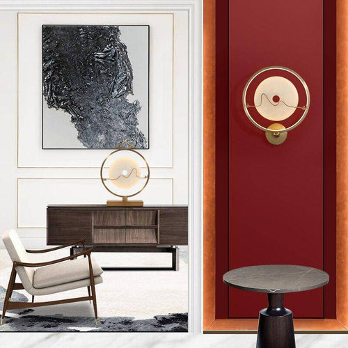 Applique murale design LED en marbre avec cercle doré Luxury - vue 2 sur 4