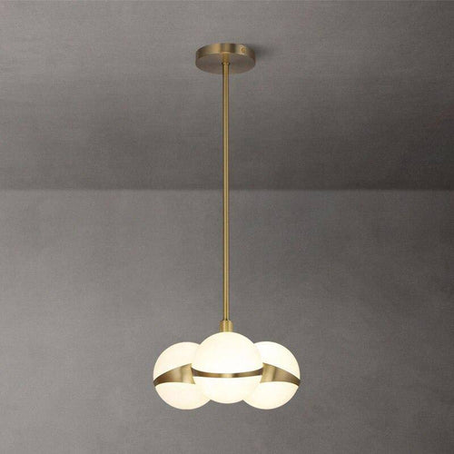Suspension design LED tube dorée avec plusieurs boules blanches - vue 7 sur 7