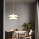 Suspension design LED tube dorée avec plusieurs boules blanches