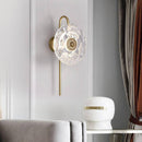 Applique murale design LED avec disque en verre à motifs fleurs