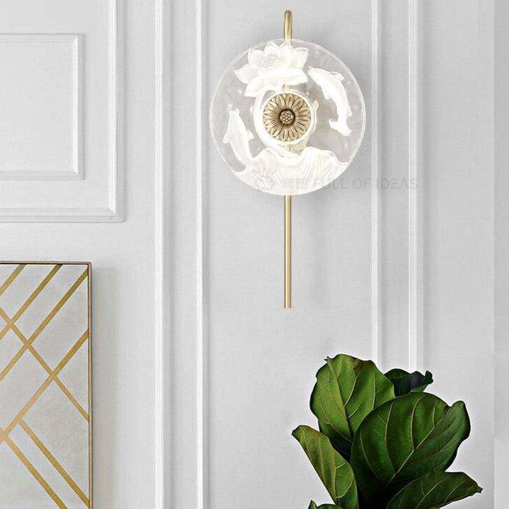 Applique murale design LED avec disque en verre à motifs fleurs - vue 3 sur 9