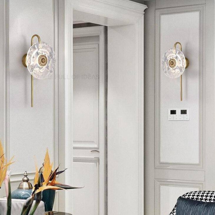 Applique murale design LED avec disque en verre à motifs fleurs - vue 4 sur 9