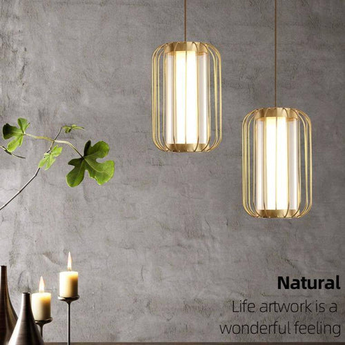 Suspension design LED en forme de cage métal Hall - vue 4 sur 6