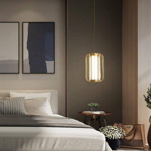 Suspension design LED en forme de cage métal Hall - vue 5 sur 6