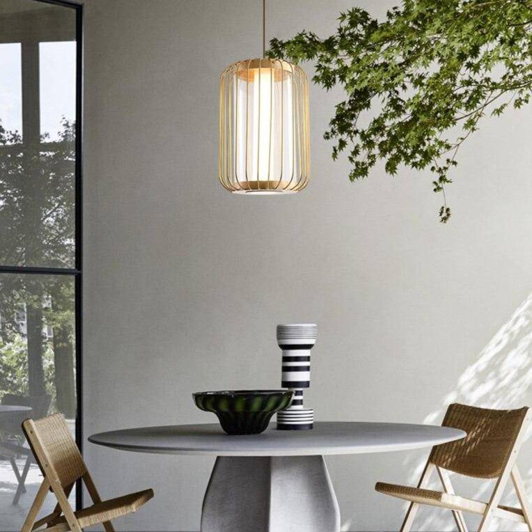 Suspension design LED en forme de cage métal Hall - vue 2 sur 6
