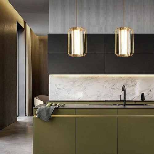 Suspension design LED en forme de cage métal Hall - vue 3 sur 6