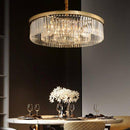 Suspension design LED abat-jour rond en verre et bordure dorée Luxury