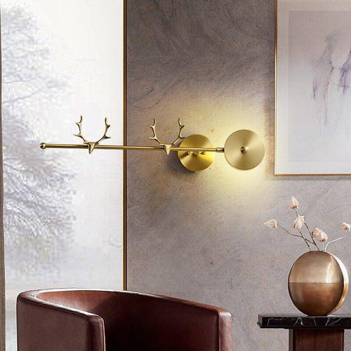 Applique murale design LED avec bois de cerf doré - vue 3 sur 4