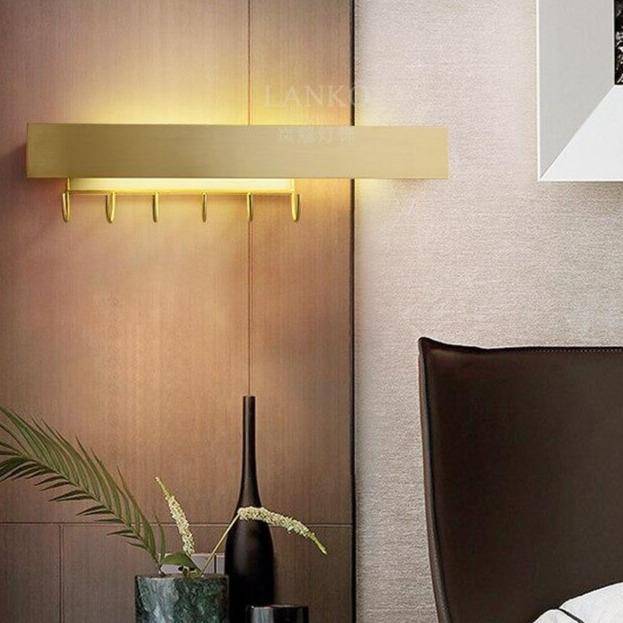 Applique murale moderne LED dorée avec crochet - vue 3 sur 7