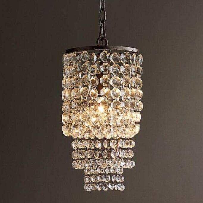 Suspension design LED avec abat-jour en verre cristal doré ou argenté - vue 3 sur 6