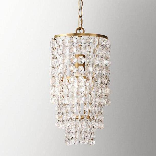 Suspension design LED avec abat-jour en verre cristal doré ou argenté - vue 6 sur 6
