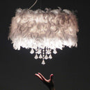Lustre rond moderne LED en plumes et verre cristal