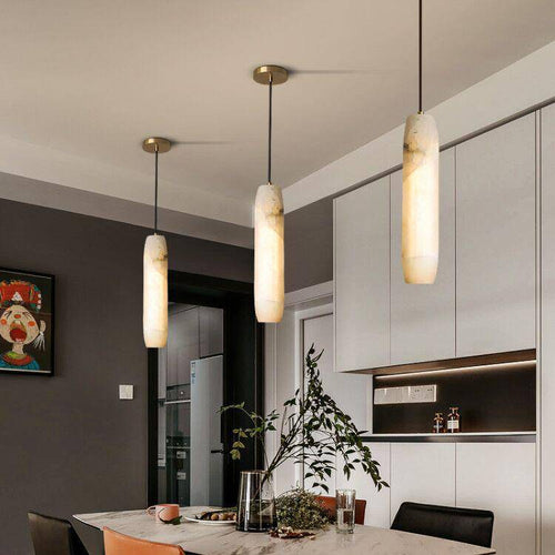 Suspension design LED avec abat-jour en marbre blanc Luxury - vue 4 sur 6