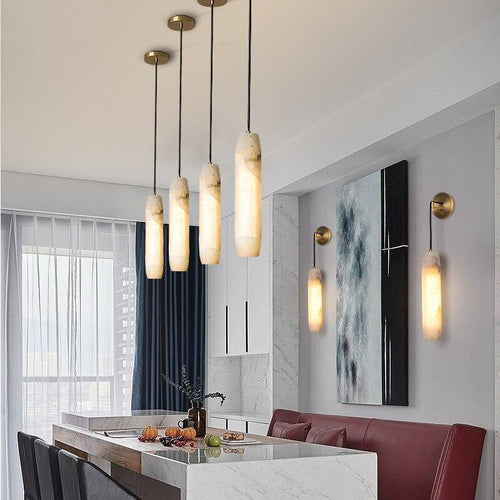 Suspension design LED avec abat-jour en marbre blanc Luxury - vue 3 sur 6