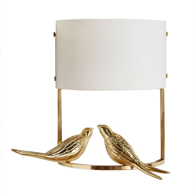 Applique murale design LED avec deux oiseaux dorés et abat-jour blanc - vue 5 sur 5
