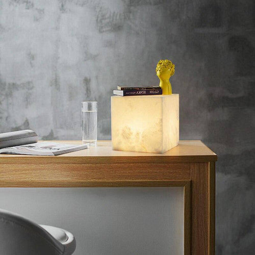Lampe à poser design LED en forme de cube en marbre Creative - vue 3 sur 4