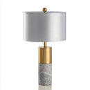 Lampe à poser design dorée LED en marbre et abat-jour gris