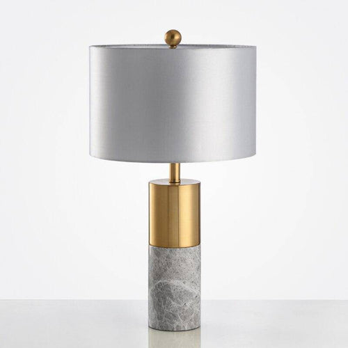 Lampe à poser design dorée LED en marbre et abat-jour gris - vue 8 sur 10
