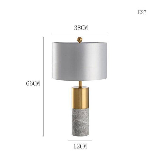 Lampe à poser design dorée LED en marbre et abat-jour gris - vue 10 sur 10