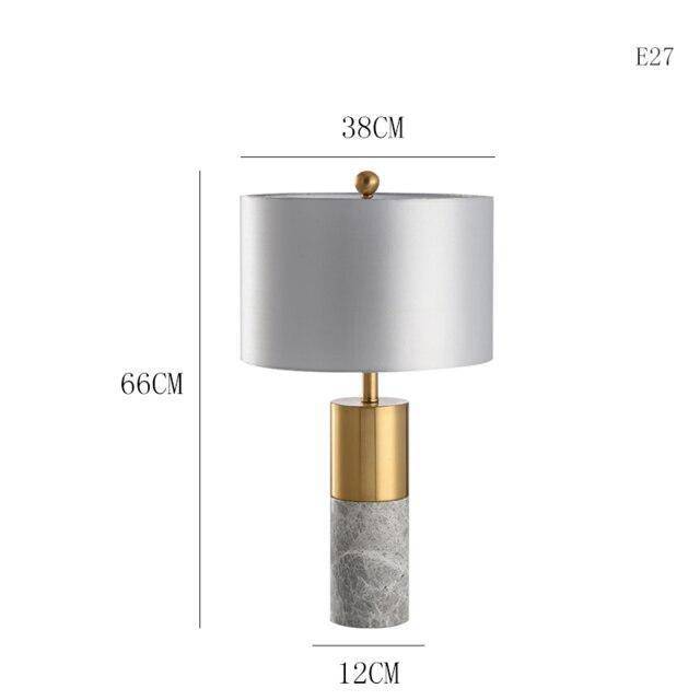 Lampe à poser design dorée LED en marbre et abat-jour gris - vue 9 sur 10