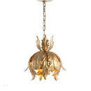 Suspension design LED en métal style feuilles dorées