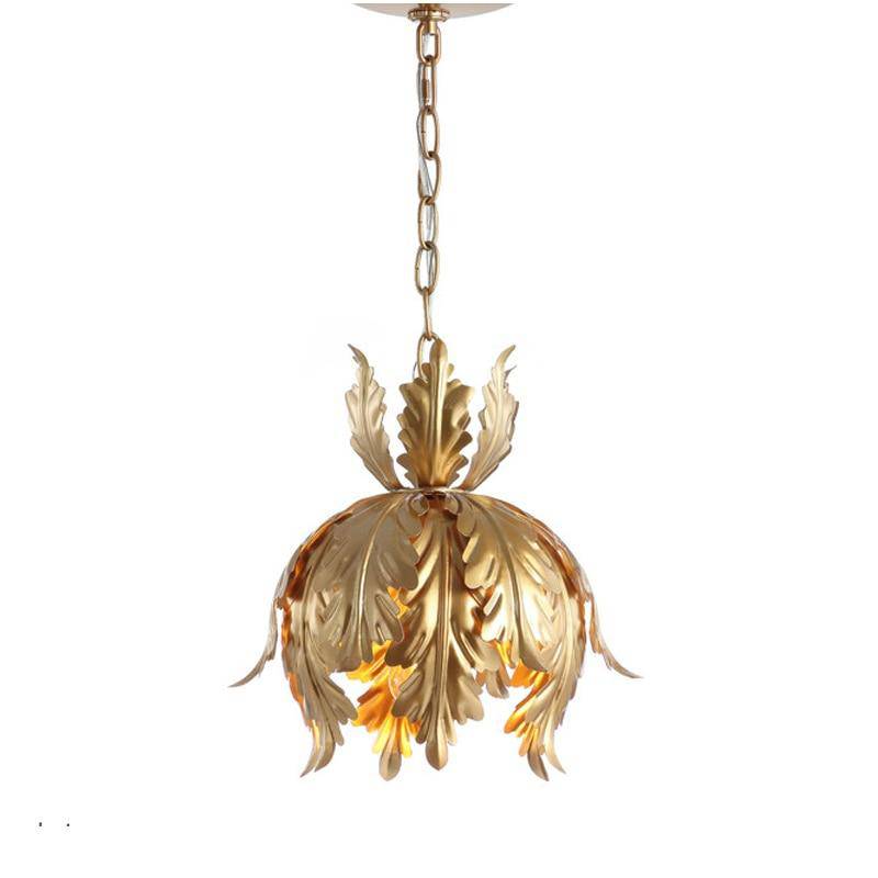 Suspension design LED en métal style feuilles dorées - vue 2 sur 3