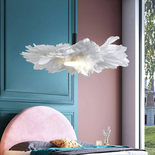 Suspension à plumes LED style romantique - vue 2 sur 6