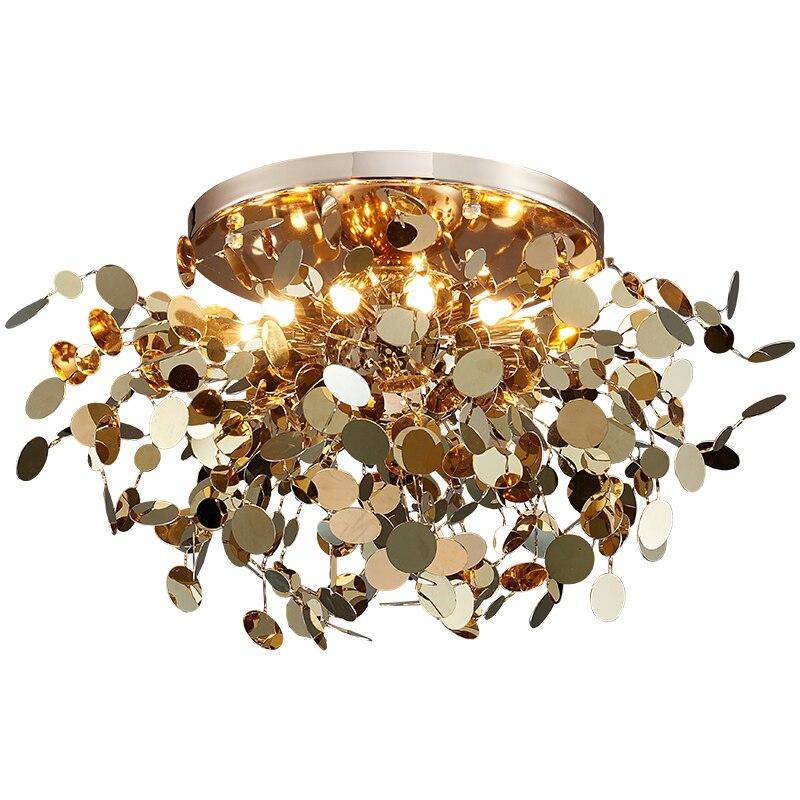 Plafonnier design LED avec feuilles dorées Creative - vue 5 sur 8