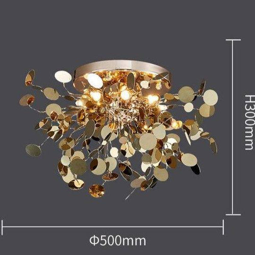 Plafonnier design LED avec feuilles dorées Creative - vue 8 sur 8