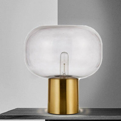 Lampe à poser design LED avec socle doré et abat-jour arrondi Luxury - vue 3 sur 3