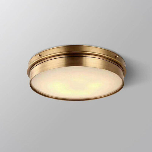 Plafonnier design LED rond en métal doré industriel - vue 5 sur 7