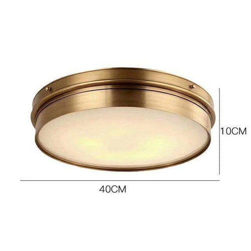 Plafonnier design LED rond en métal doré industriel - vue 8 sur 7