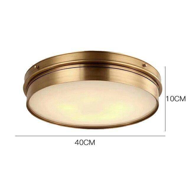 Plafonnier design LED rond en métal doré industriel - vue 7 sur 7