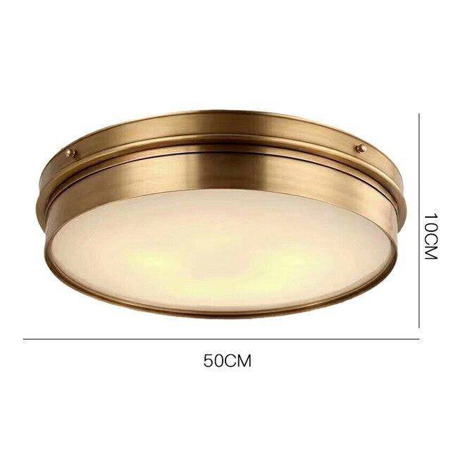 Plafonnier design LED rond en métal doré industriel - vue 5 sur 7