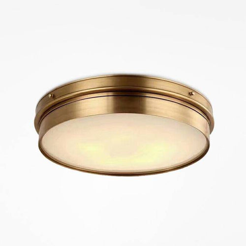 Plafonnier design LED rond en métal doré industriel - vue 2 sur 7