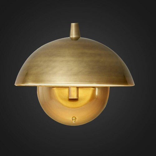 Applique murale design LED doré avec abat-jour arrondi style Mushroom - vue 2 sur 2