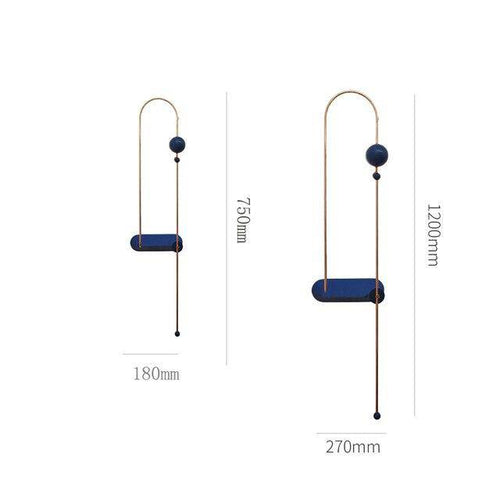 Applique murale design à LED bleu et courbe en métal doré - vue 6 sur 5
