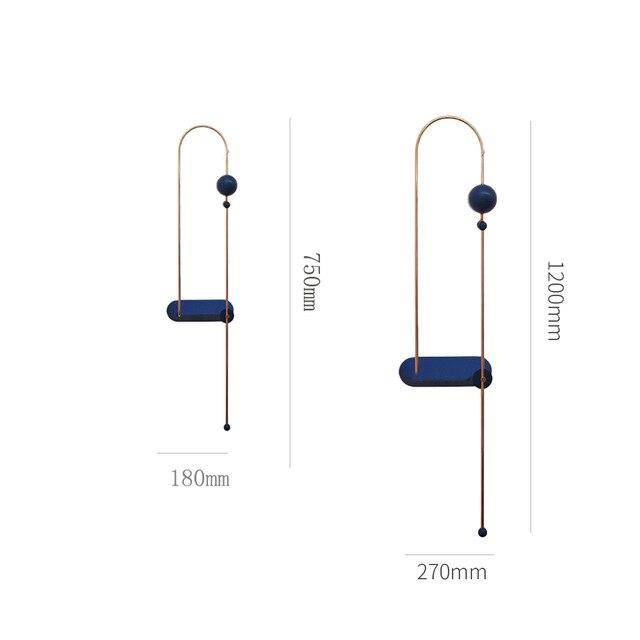 Applique murale design à LED bleu et courbe en métal doré - vue 5 sur 5