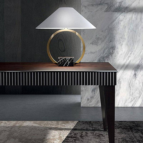 Lampe à poser design LED avec cercle en métal et abat-jour en verre Luxury - vue 3 sur 5