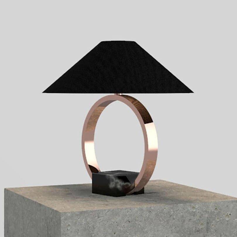 Lampe à poser design LED avec cercle en métal et abat-jour en verre Luxury - vue 3 sur 5