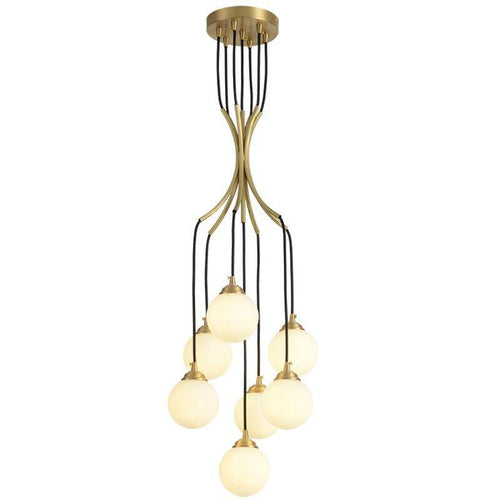 Suspension design LED avec plusieurs tiges dorées et boules lumineuses Spiral - vue 3 sur 5