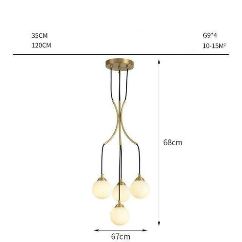 Suspension design LED avec plusieurs tiges dorées et boules lumineuses Spiral - vue 6 sur 5