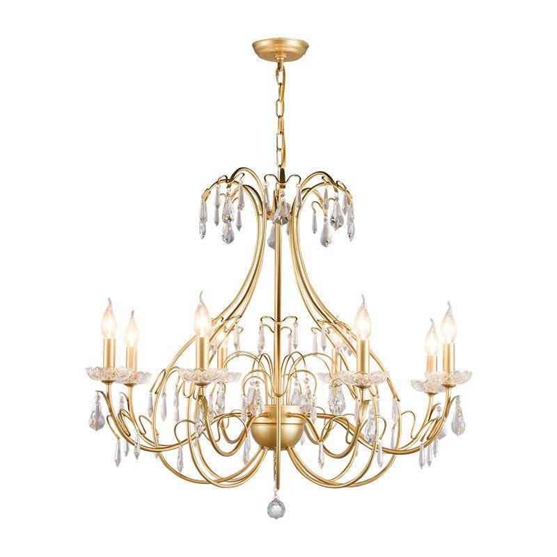 Lustre baroque LED doré avec ampoule en verre cristal rétro - vue 3 sur 6