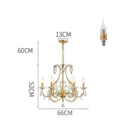 Lustre baroque LED doré avec ampoule en verre cristal rétro - vue 5 sur 6
