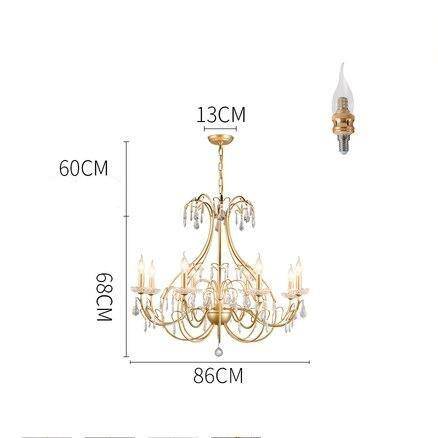 Lustre baroque LED doré avec ampoule en verre cristal rétro - vue 4 sur 6
