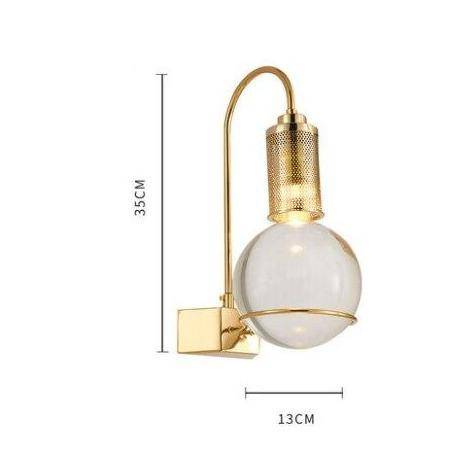 Applique murale design LED en forme d'ampoule doré et boule Crystal - vue 5 sur 5