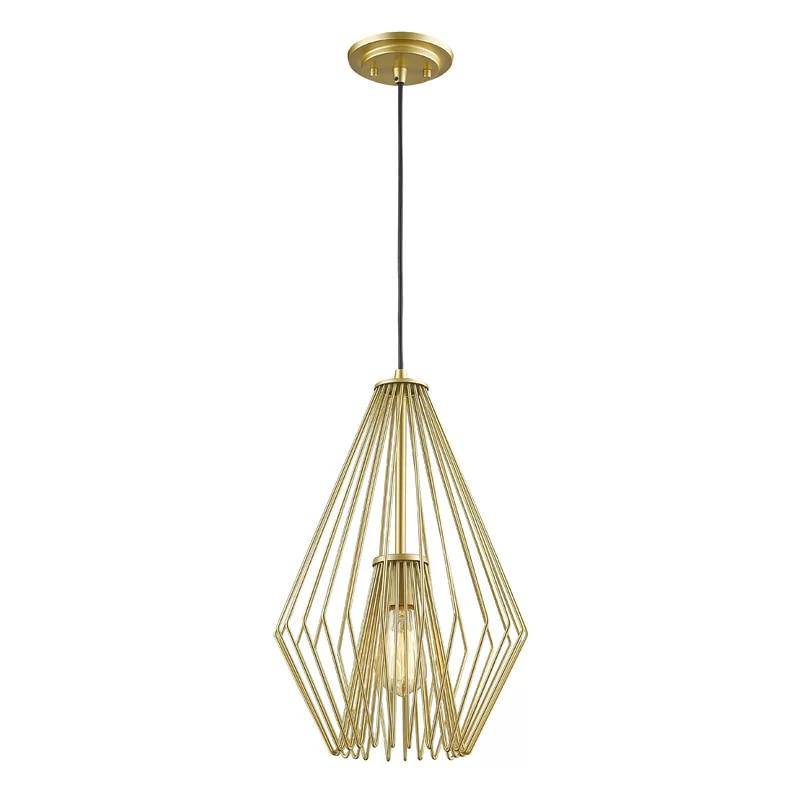 Suspension moderne LED en cage métal design doré - vue 4 sur 4