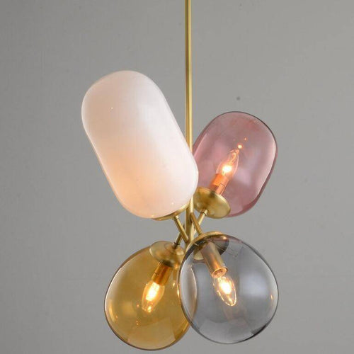 Suspension design en verre LED avec trois abat-jours colorés - vue 4 sur 4